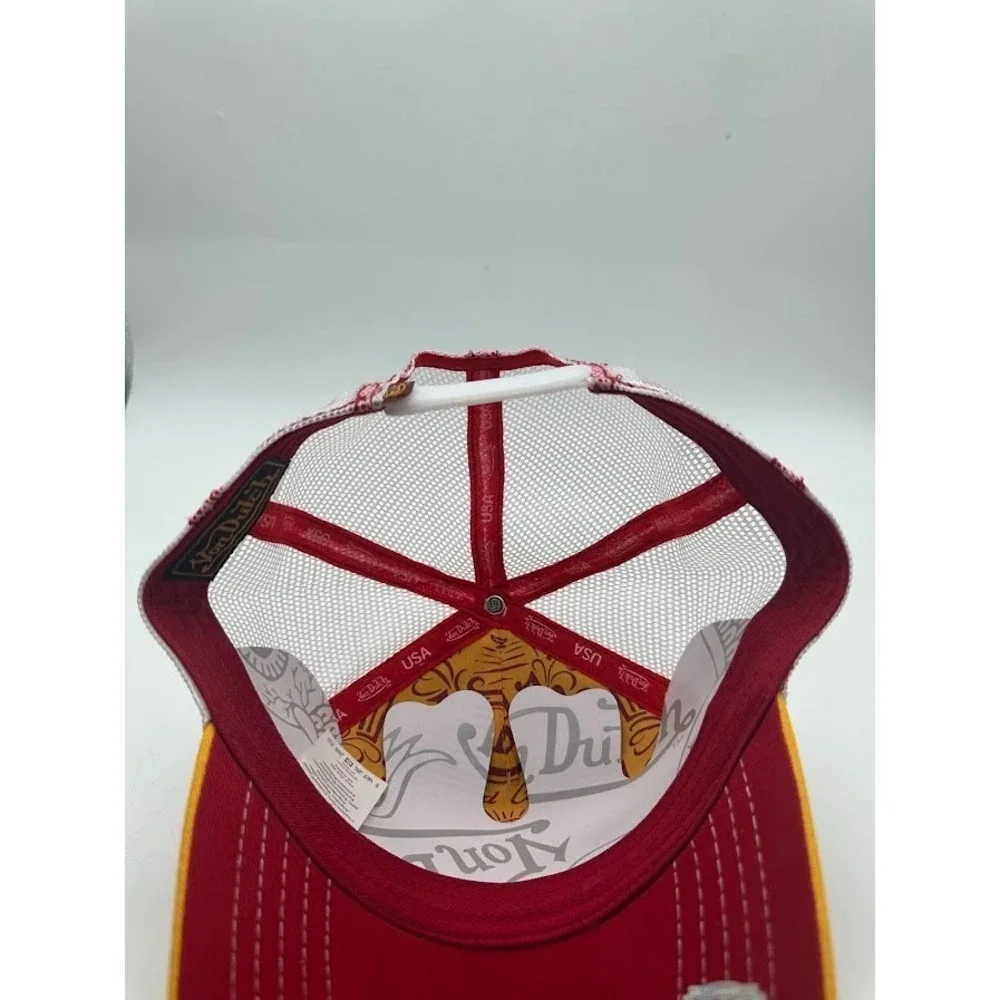 New Von Dutch Trucker Hat Burgundy Gold White Mesh Snapback Adjustable Cap USA